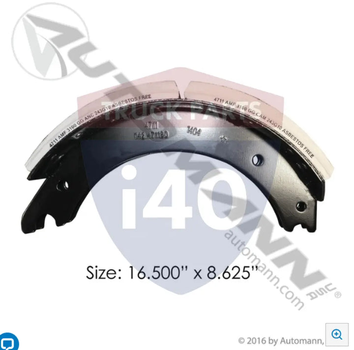 Automann 143.471180.31 Lined Brake Shoe 16.500in 8.625in - 25K Lb GAWR