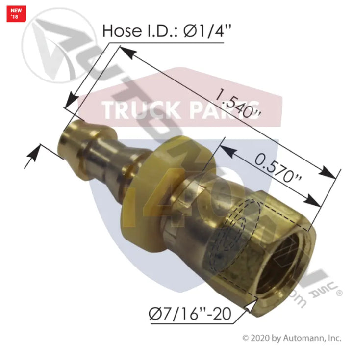 224000404 Push-On Fitting 1/4in 1/4in JIC For Contitech - Female JIC 37° Flare