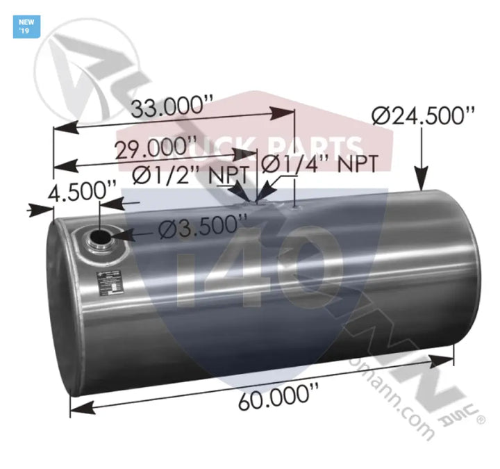 Automann 576.5912024PRTL8 Fuel Tank Round Kenworth - Fuel Tank Round Kenworth