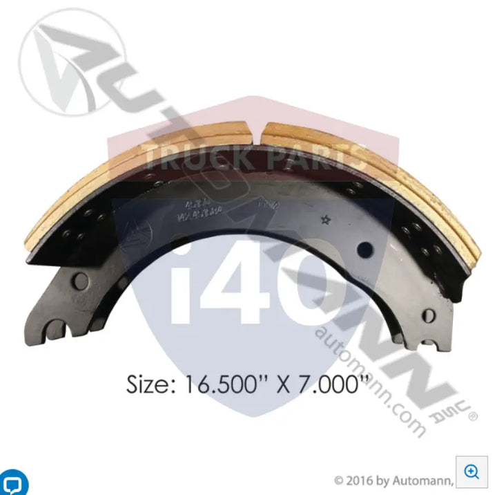 Automann 143.451584.2622 Lined Brake Shoe 16.500in 7.000in - 23K Lb GAWR