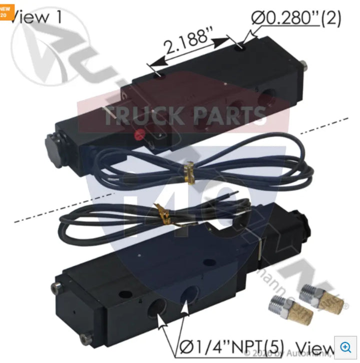 Automann 173.V34202 Solenoid Air Valve 4 Way - Pneumatic Spool Valves - Solenoid Actuated