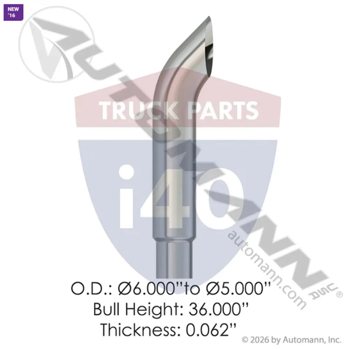 Automann 562.U56536SC Chrome Stack 36in Length 6in to 5in OD - Chrome Stack 36in Length 6in to 5in OD