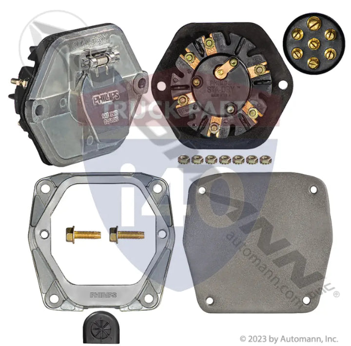 Phillips PHI15-7609 Socket/Nosebox 7 Pin No Breaker Die-Cast - 7-Way Sockets with Rear Studs