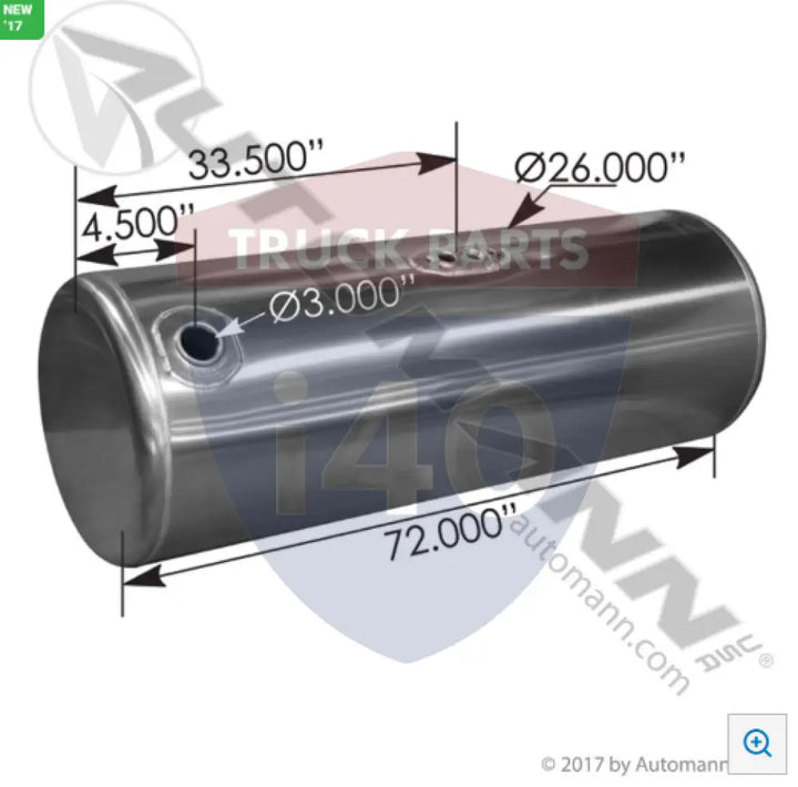 Automann 576.75150260PR Fuel Tank Round Peterbilt - Fuel Tank Round Peterbilt