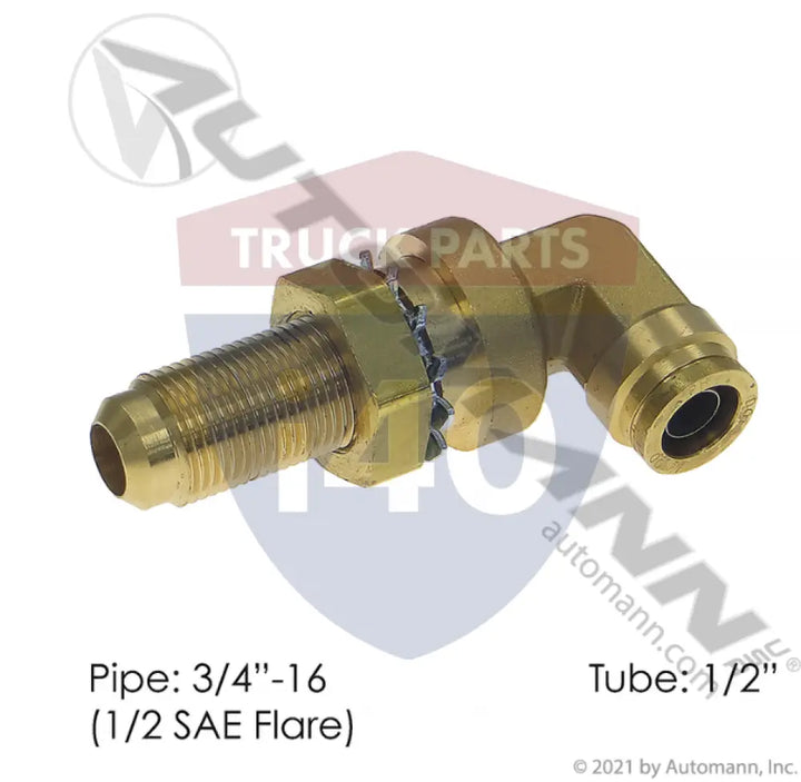 2314413000 Brass PLC Bulkhead 90 Deg 1/2x1/2in SAE For Freightliner - Bulkhead Unions-Brass
