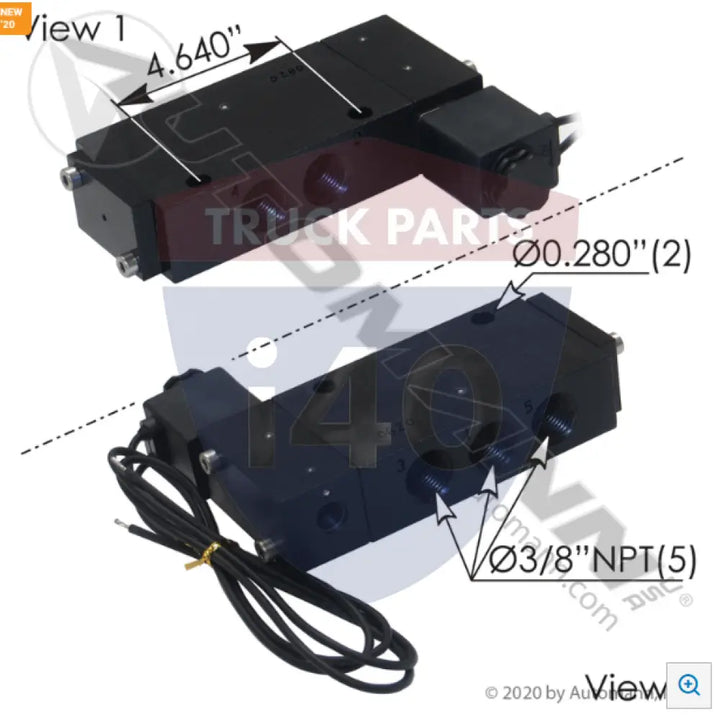 Automann 173.V34205 Solenoid Air Valve 4 Way - Pneumatic Spool Valves - Solenoid Actuated