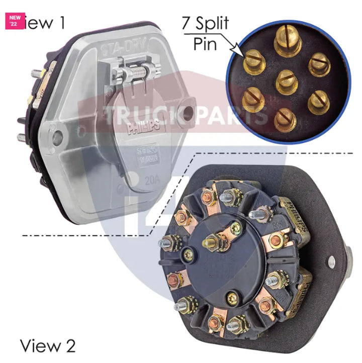 Phillips 15762 Socketbreaker 7-Way 20A Breaker Die-Cast - 7-Way Sockets with Rear Studs