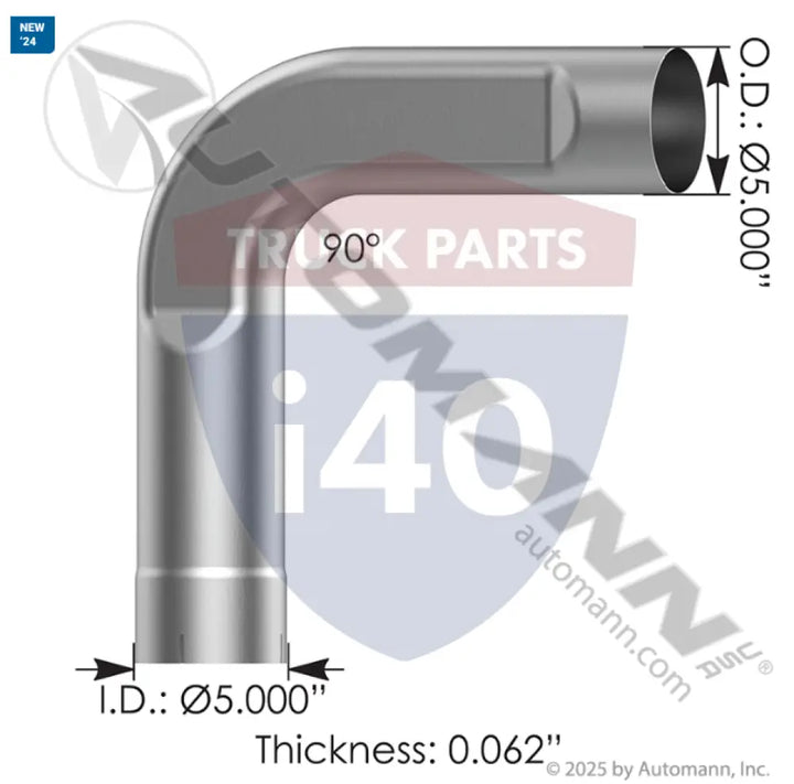 10799 Exhaust Elbow Aluminized Peterbilt For TruckEx - Exhaust Elbow Aluminized Peterbilt