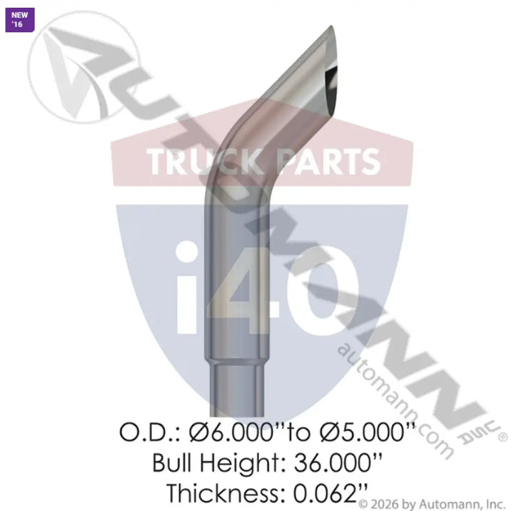Automann 562.U56536BHC Chrome Stack 36in Bull 6in to 5in OD - Chrome Stack 36in Bull H 6in to 5in OD