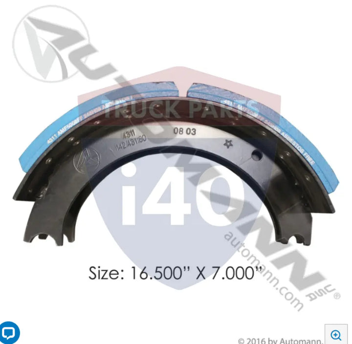 E-177877 Lined Brake Shoe 16.500in 7.000in For Euclid - 20K Lb GAWR