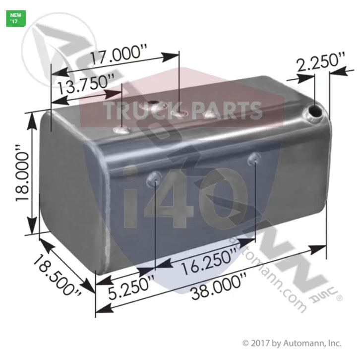 Automann 576.46055180DRFLX Fuel Tank Rectangular Freightliner - Fuel Tank Rectangular Freightliner