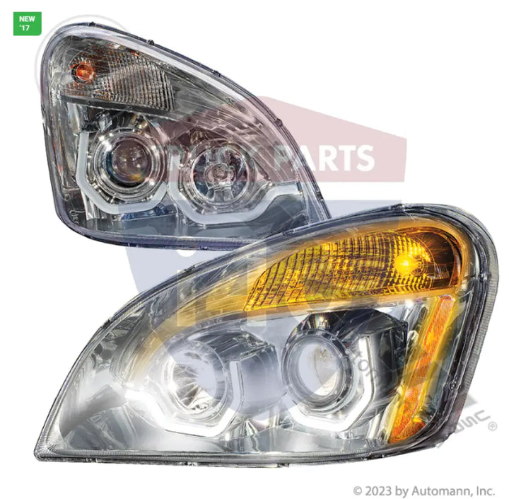 Automann 564.46051C Headlamp Set Chrome Freightliner - Headlamp Set Chrome Freightliner