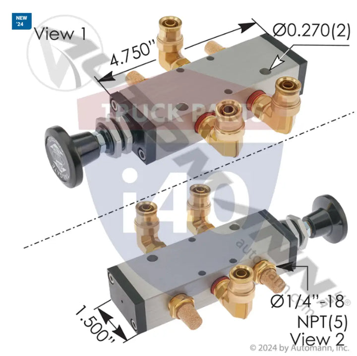 Apsco 170.VX4NHGAP Push Pull Valve 4 Way - Push-Pull