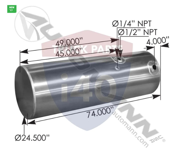 Automann 576.59150240DRRM Fuel Tank Round Kenworth - Fuel Tank Round Kenworth