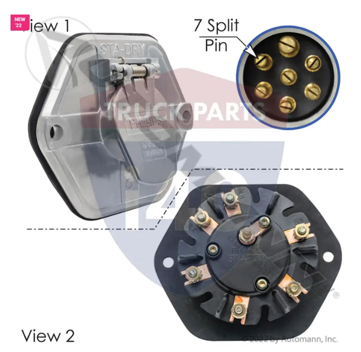 820853 Socketbreaker 7-Way w/o Breaker Die-Cast For Grote - 7-Way Sockets with Rear Studs