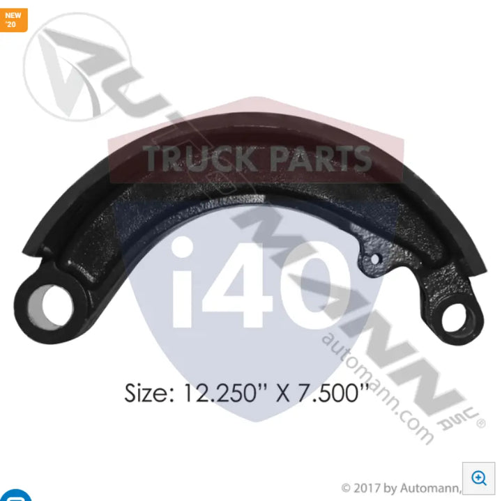 Automann 142.460780 Unlined Brake Shoe 12.250in 7.500in - Brake Width - 7.5 in.