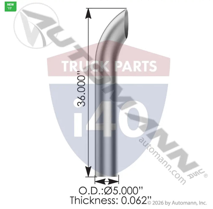 Automann 562.U5536SA Aluminized Stack 36in Length 5in OD - Aluminized Stack 36in Length 5in OD
