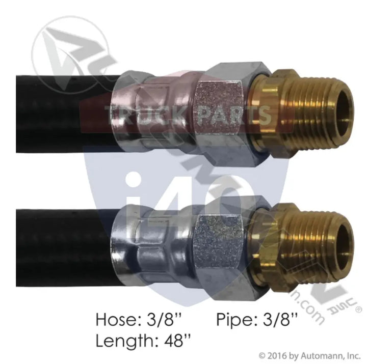 16448 Air Hose Assy 3/8in 3/8in Swivels-48in For Haldex - Dual 3/8’’ NPT Swivel Ends