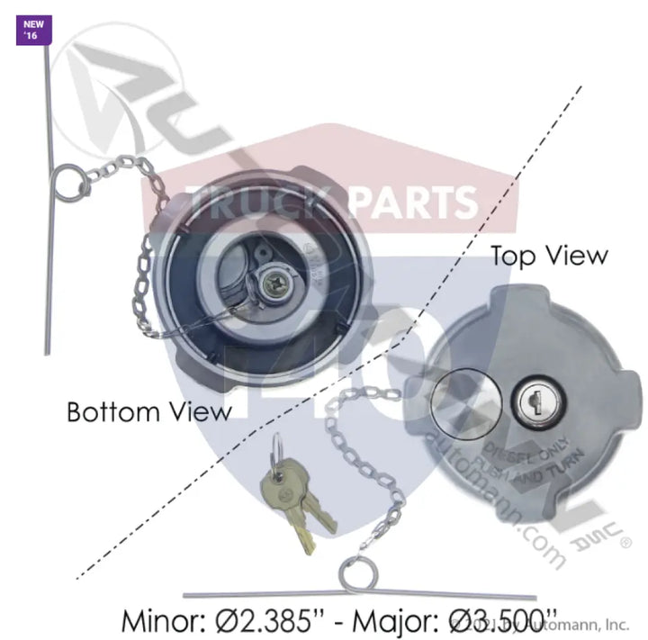 0337017002 Fuel Cap 3in Locking For Freightliner - Fuel Cap 3in Locking Freightliner
