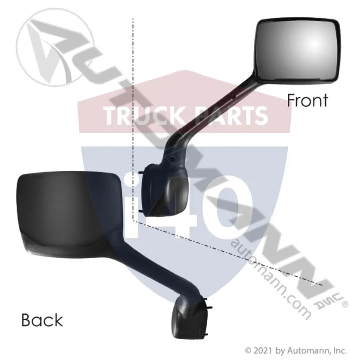 Automann 563.59036 Hood Mirror Assy RH Black Kenworth Pete - Hood Mirror Assy RH Black Kenworth Pete
