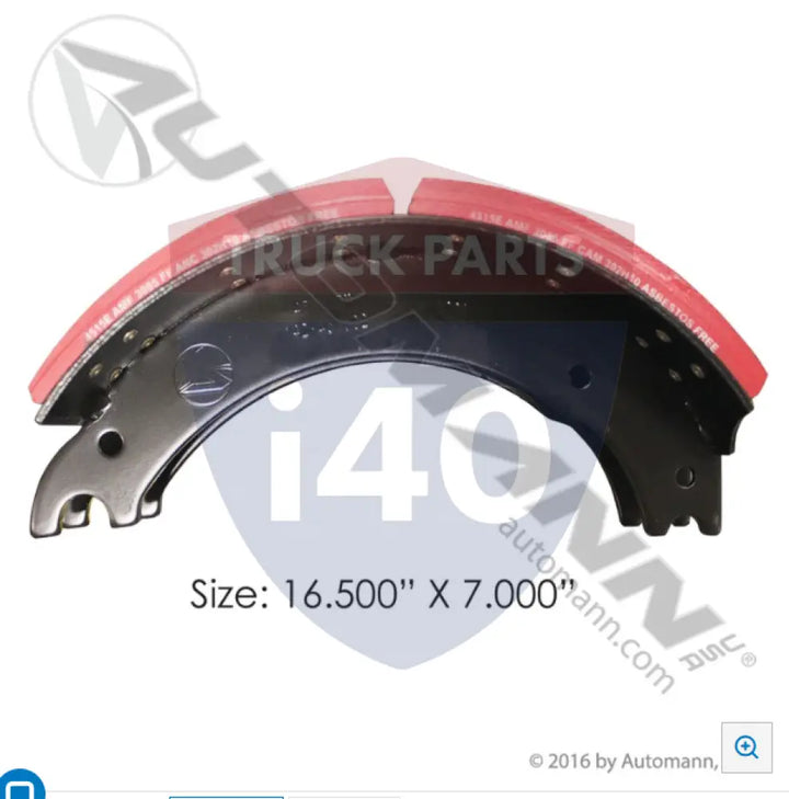 Automann 143.451582.30 Lined Brake Shoe 16.500in 7.000in - 23K Lb GAWR
