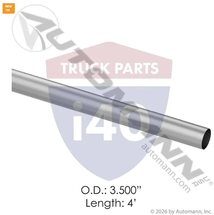 P206337 Straight Tubing 3.5in 4ft Aluminized For Donaldson - Straight Tubing 3.5in x 4ft Aluminized