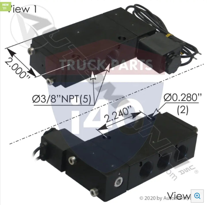 Automann 173.V34207 Solenoid Air Valve 4 Way - Solenoid Actuated