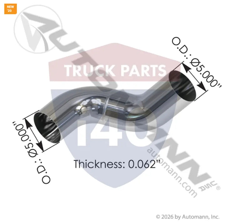 1413845CP Exhaust Pipe Chrome LH For Peterbilt - Exhaust Pipe Chrome LH Peterbilt