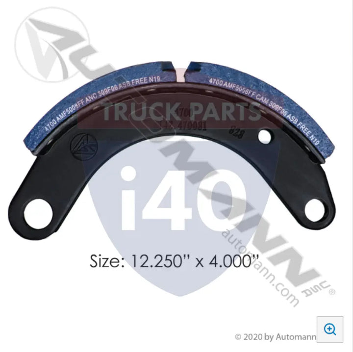 Automann 143.470081.50 Lined Brake Shoe 12.250in 4.000in - 20K Lb GAWR