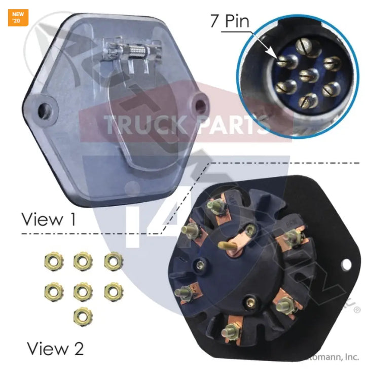 Automann 179.1029 Socket 7 Way Split Pin Large Flange - 7-Way Sockets with Rear Studs
