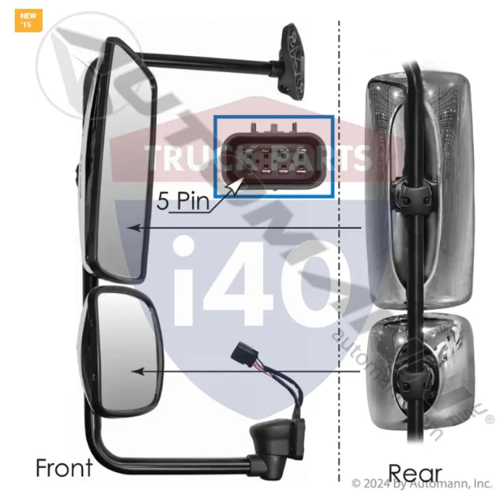 A2259615014 Mirror Assy LH Chrome HT MTR For Freightlinr - Mirror Assy LH Chrome HT MTR Freightlinr