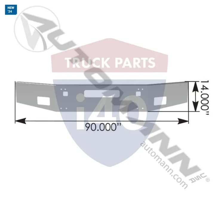 Automann 564.VFG-2101-26 Bumper Chrome Kenworth 14in T800 - Bumper Chrome Kenworth 14in T800