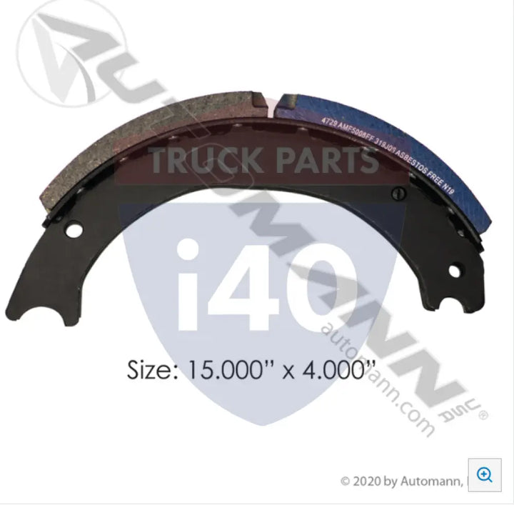 Automann 143.472980.50 Lined Brake Shoe 15.000in 4.000in - 20K Lb GAWR