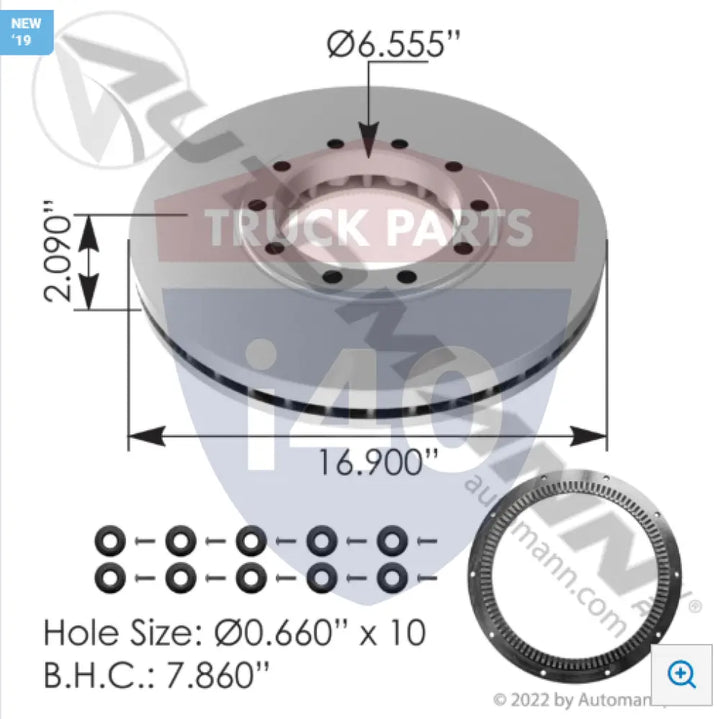 10016195 Air Disc Rotor 16.900in For Conmet - Flat Shape
