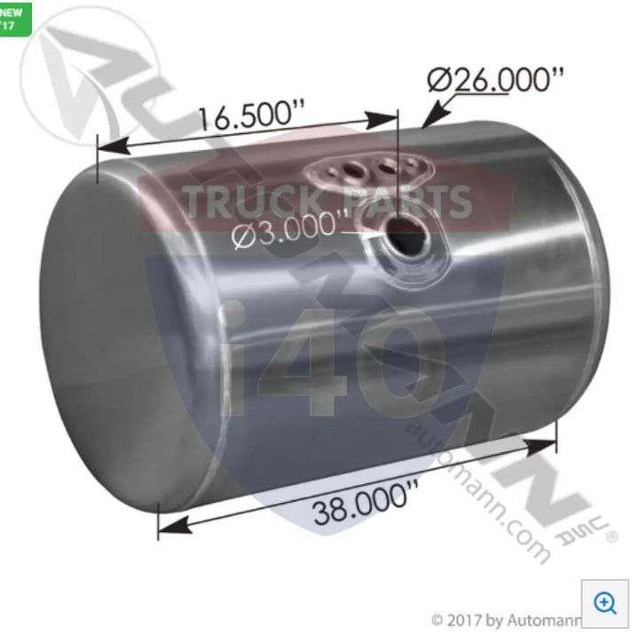 Automann 576.75080260C Fuel Tank Round Peterbilt - Fuel Tank Round Peterbilt