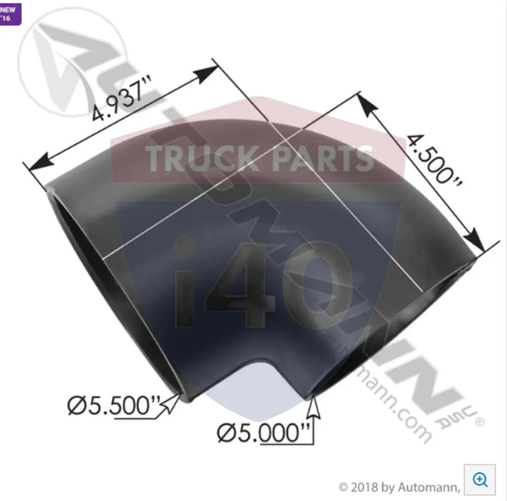 Automann 561.47756 Reducer Elbow Rubber 5.5-5in ID - 90° Reducer