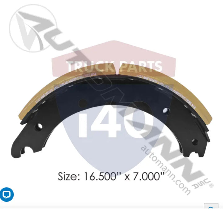 Automann 143.470780.26 Lined Brake Shoe 16.500in 7.000in - 23K Lb GAWR