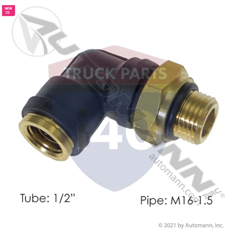 Automann 177.12C698M16 PLC Male Elbow 1/2 M16X1.5 - Male 90° Elbows-Composite