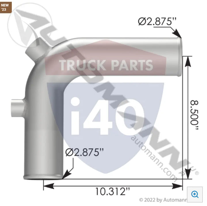 Automann 561.59341SS Radiator Pipe Lower Kenworth SS304 - Radiator