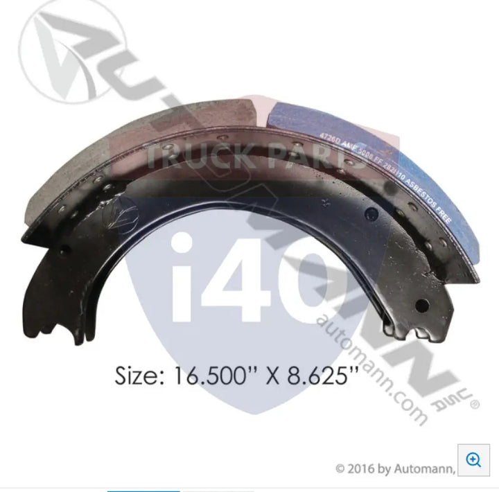 Automann 143.472680.50 Lined Brake Shoe 16.500in 8.625in - 20K Lb GAWR