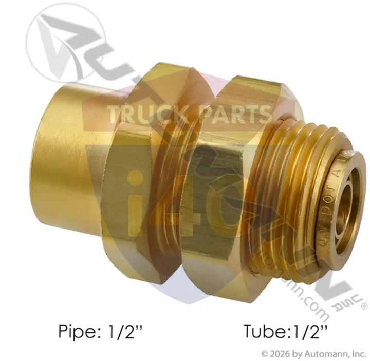 Automann 177.13B888D Brass PLC FM Bulkhead Union 1/2 1/2in - Bulkhead Unions-Brass