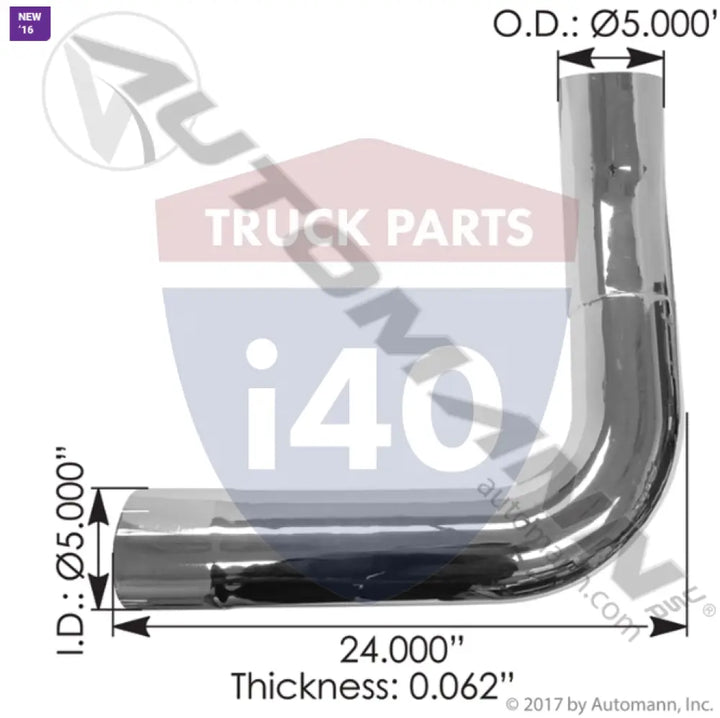 K18010742RCP Exhaust Elbow Chrome RH For Kenworth - Exhaust Elbow Chrome RH Kenworth