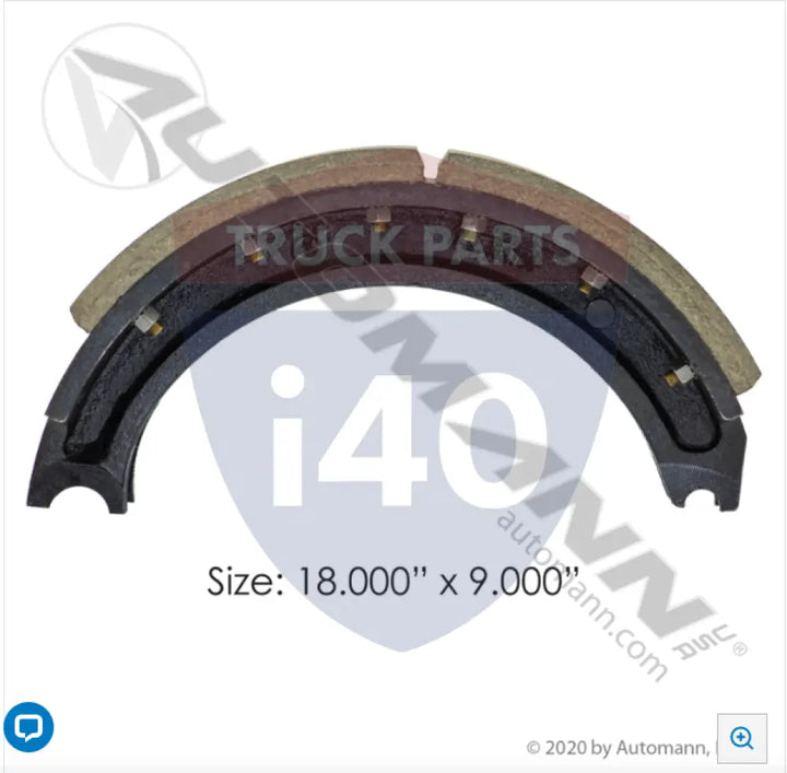 Automann 143.452780.31 Lined Brake Shoe 18.000in 7.000in - 25K Lb GAWR
