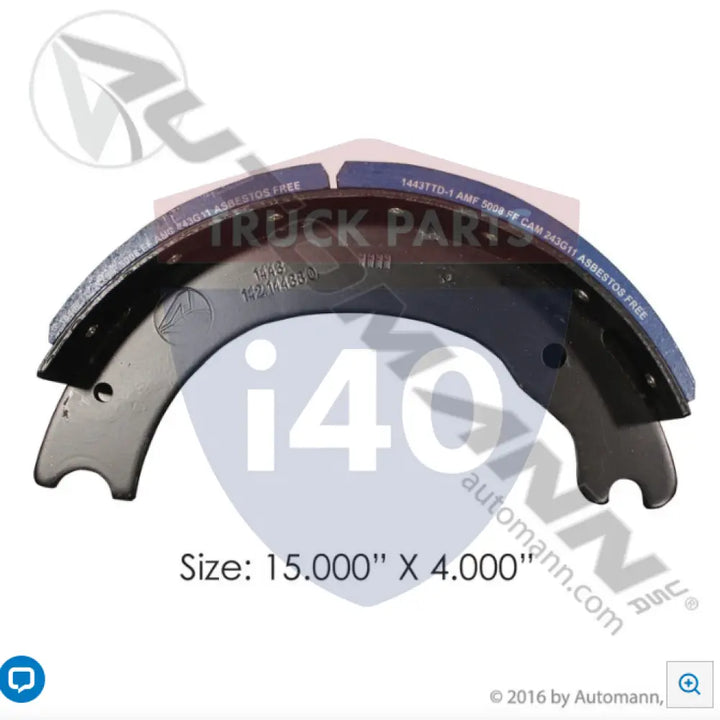 E902777 Lined Brake Shoe 15.000in 4.000in For Euclid - 20K Lb GAWR