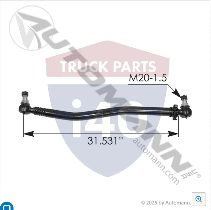 Automann 463.DS9621 Drag Link 31.540in to Volvo - Drag Link 31.540in C to C Volvo