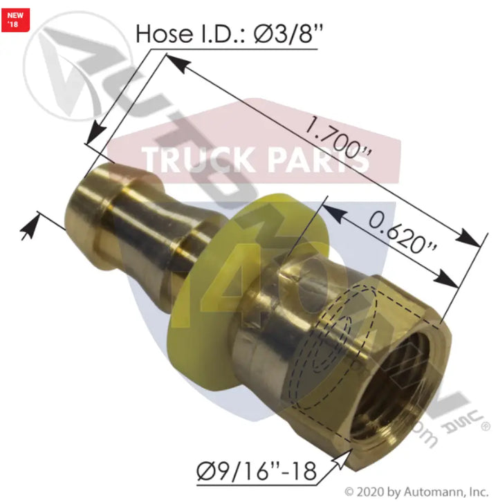 Continental 818.22400-0606 Push-On Fitting 3/8in 3/8in JIC - Female JIC 37° Flare