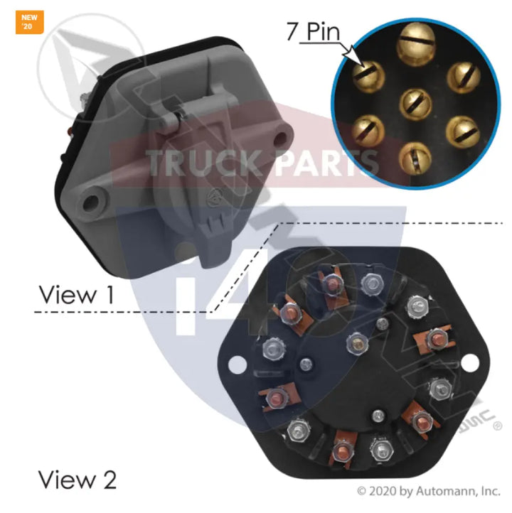 16761 Socket 7 Way With 15 Amp Breakers For Phillips - 7-Way Sockets with Rear Studs