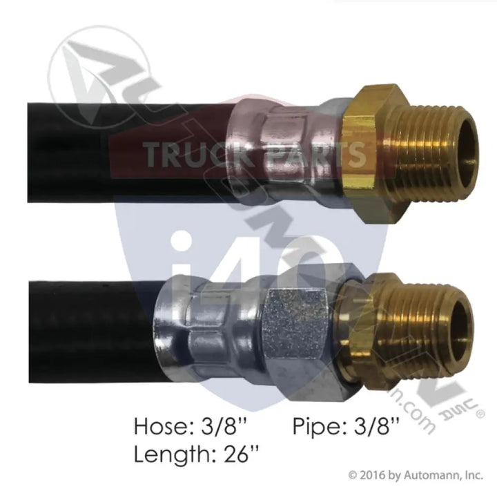 Automann 177.7226 Air Hose Assy 3/8in 3/8in Pipe 26in - 3/8’’ NPT Fixed x 3/8’’ NPT Swivel