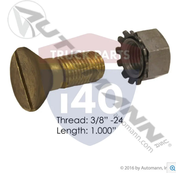 Automann 145.F038100BN Brass Brake Lining Bolt 3/8in 1in - Bolts