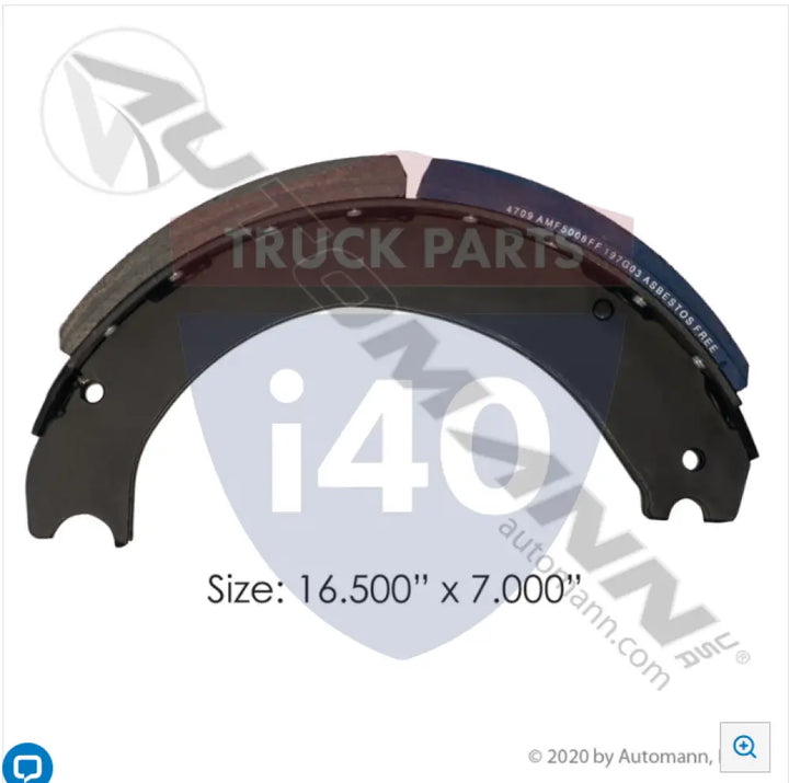 Automann 143.470981.50 Lined Brake Shoe 16.500in 7.000in - 20K Lb GAWR